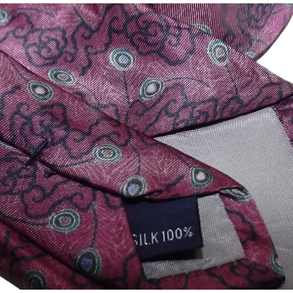 Museum of Fine Arts Boston Men's Silk Tie Burgundy Abstract Print 56 inches